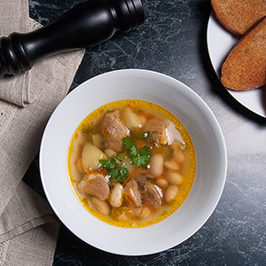 Bean soup in white plate