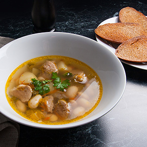 Bean soup in white plate